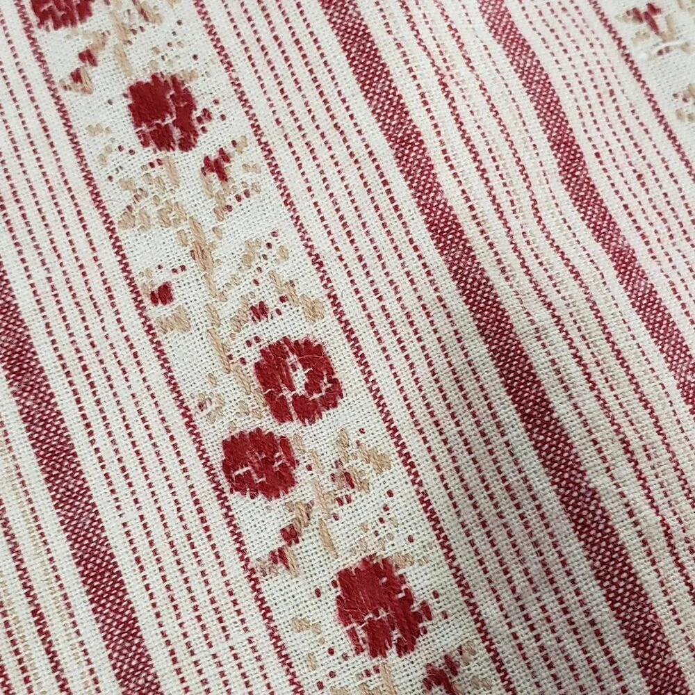 Foreston Trends Red Pink Floral Striped Pair of Cotton Placemats 17.5 X 12.5